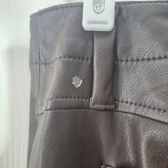 GAP Women's Faux Leather High-Rise Wide Leg Pants Dark Brown Plus Size 16 - Picture 5 of 5